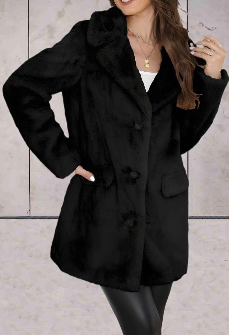 Princesse - Faux blouson surdimensionné et épais allongé avec grand col et poches latérales