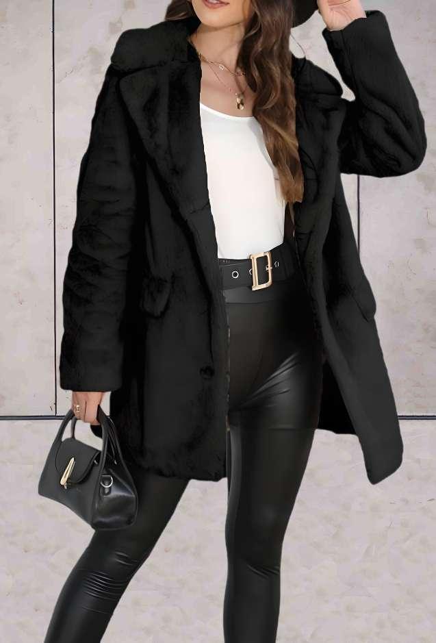 Princesse - Faux blouson surdimensionné et épais allongé avec grand col et poches latérales