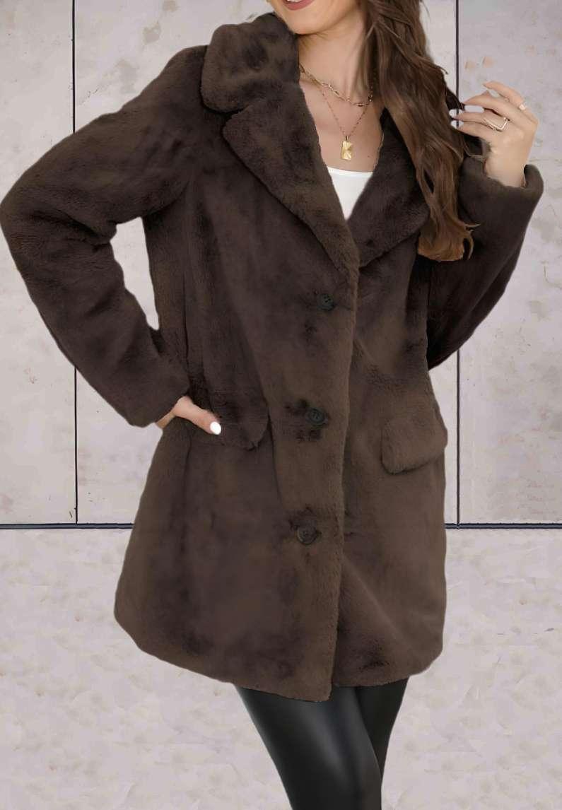 Princesse - Faux blouson surdimensionné et épais allongé avec grand col et poches latérales