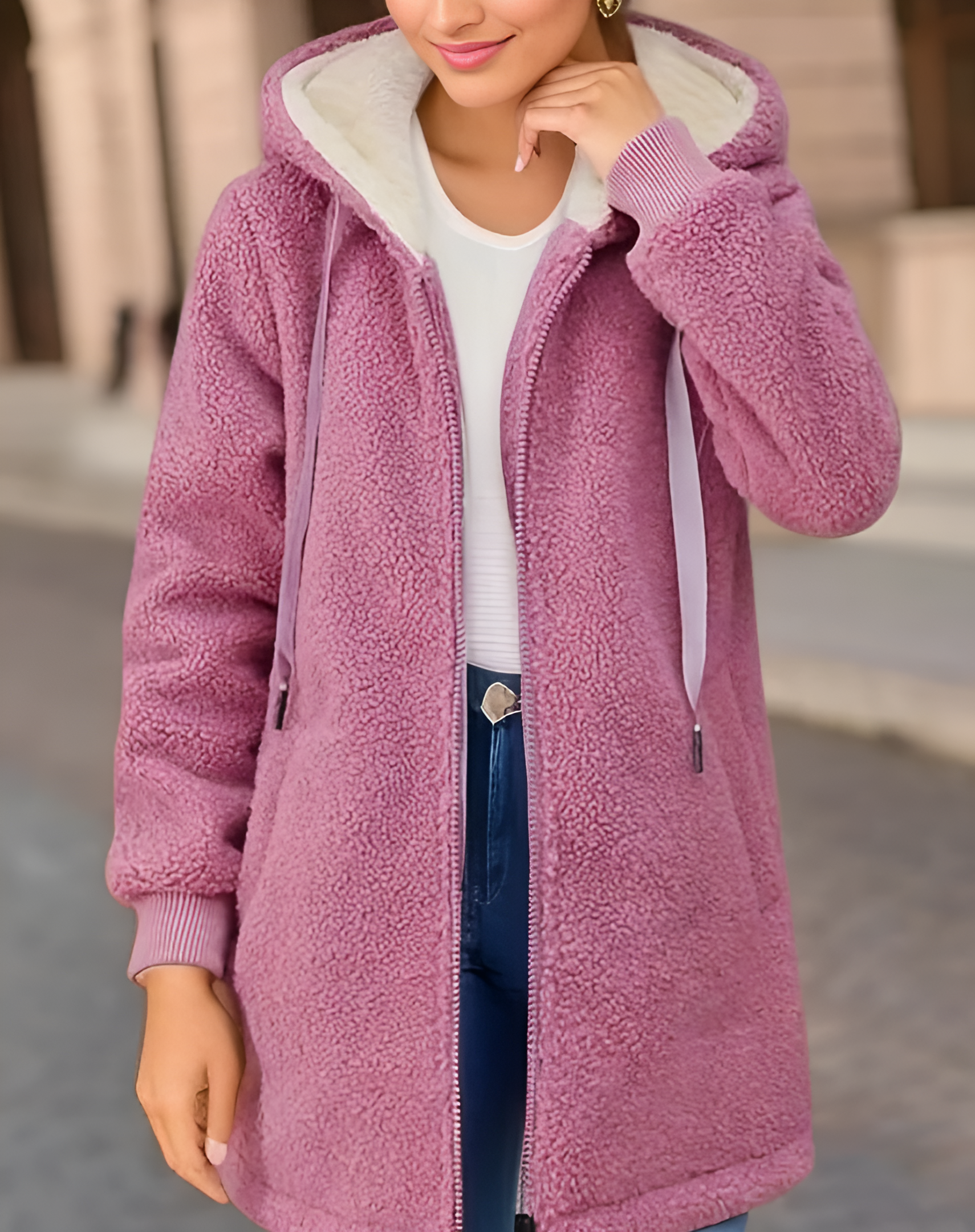 Hoodie en polaire avec fermeture éclair