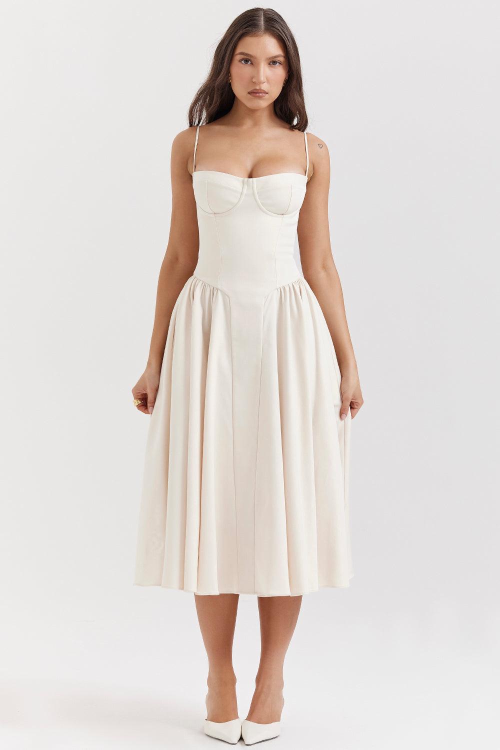Robe midi corset en sergé - Cintrée et élégante - Projet Paris - Confort ajusté