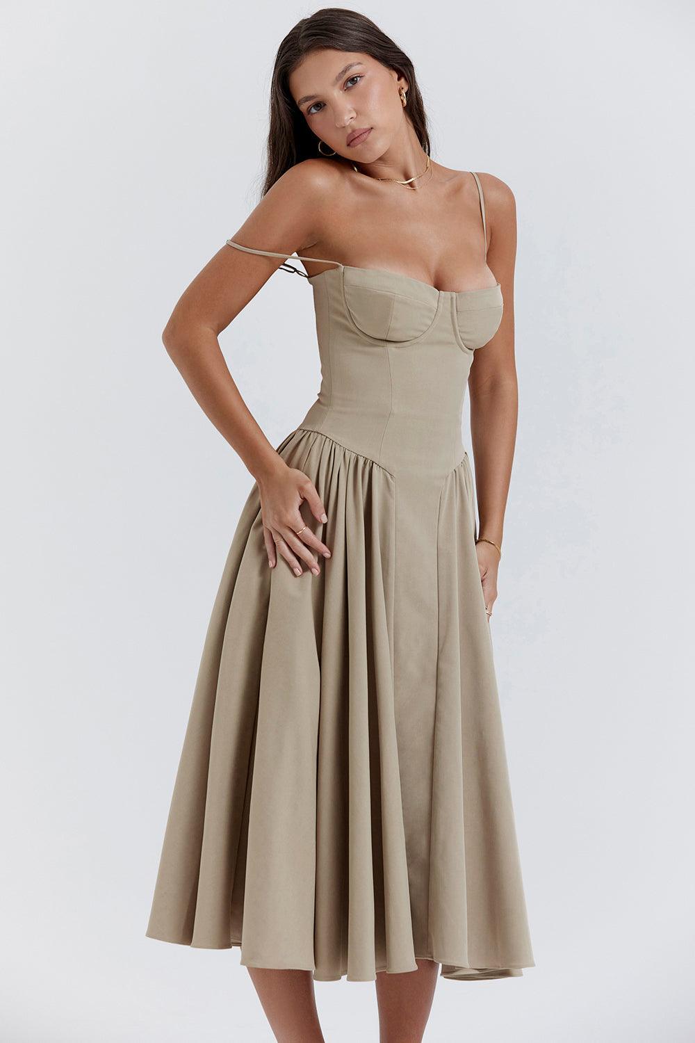 Robe midi corset en sergé - Cintrée et élégante - Projet Paris - Confort ajusté