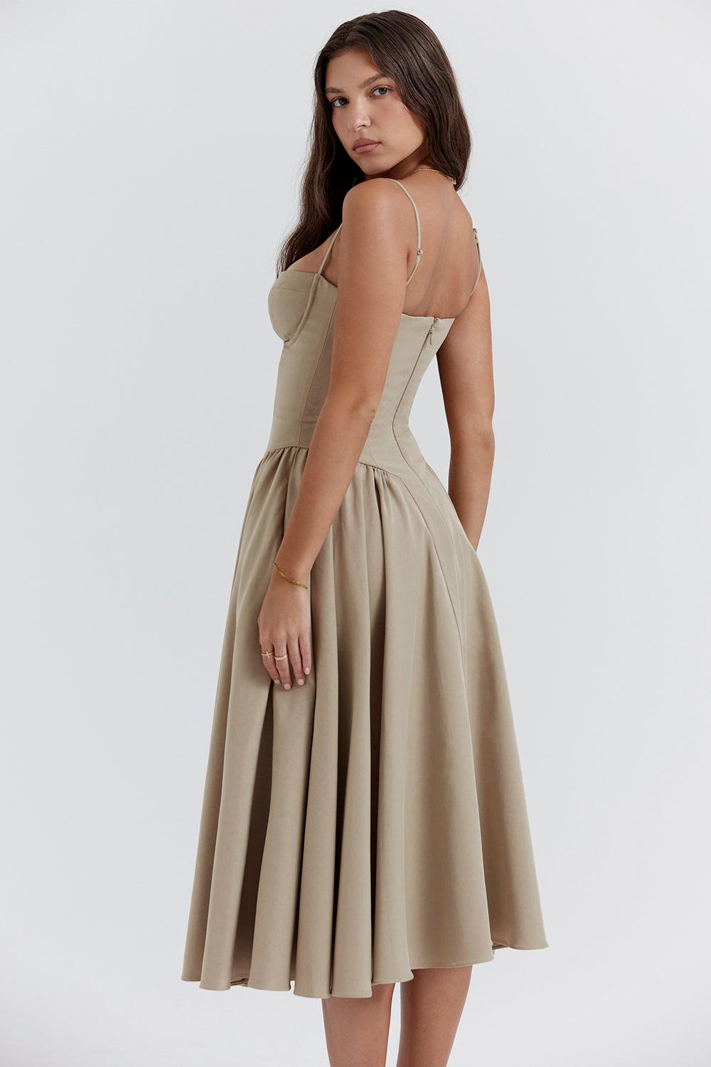 Robe midi corset en sergé - Cintrée et élégante - Projet Paris - Confort ajusté