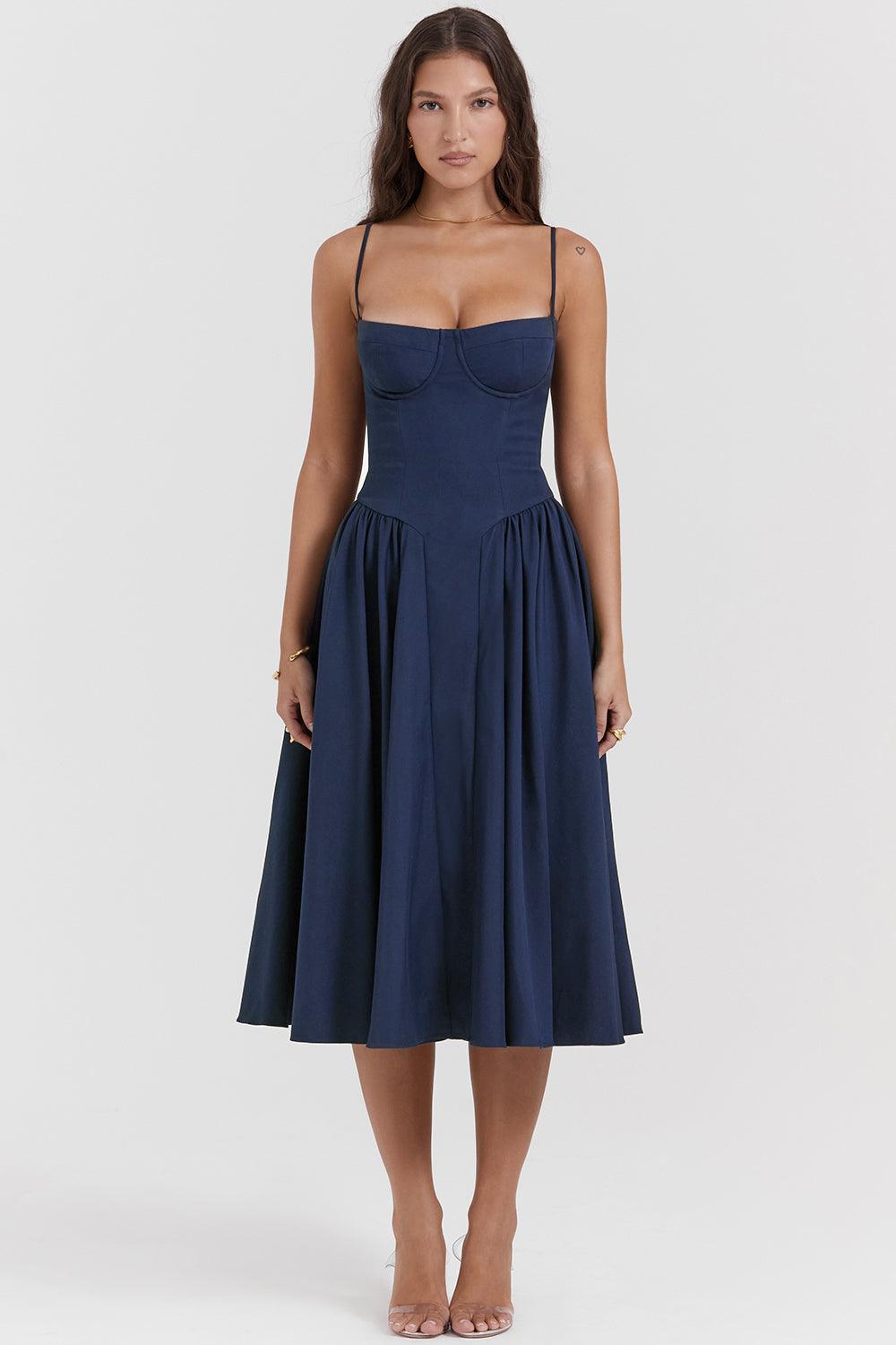 Robe midi corset en sergé - Cintrée et élégante - Projet Paris - Confort ajusté