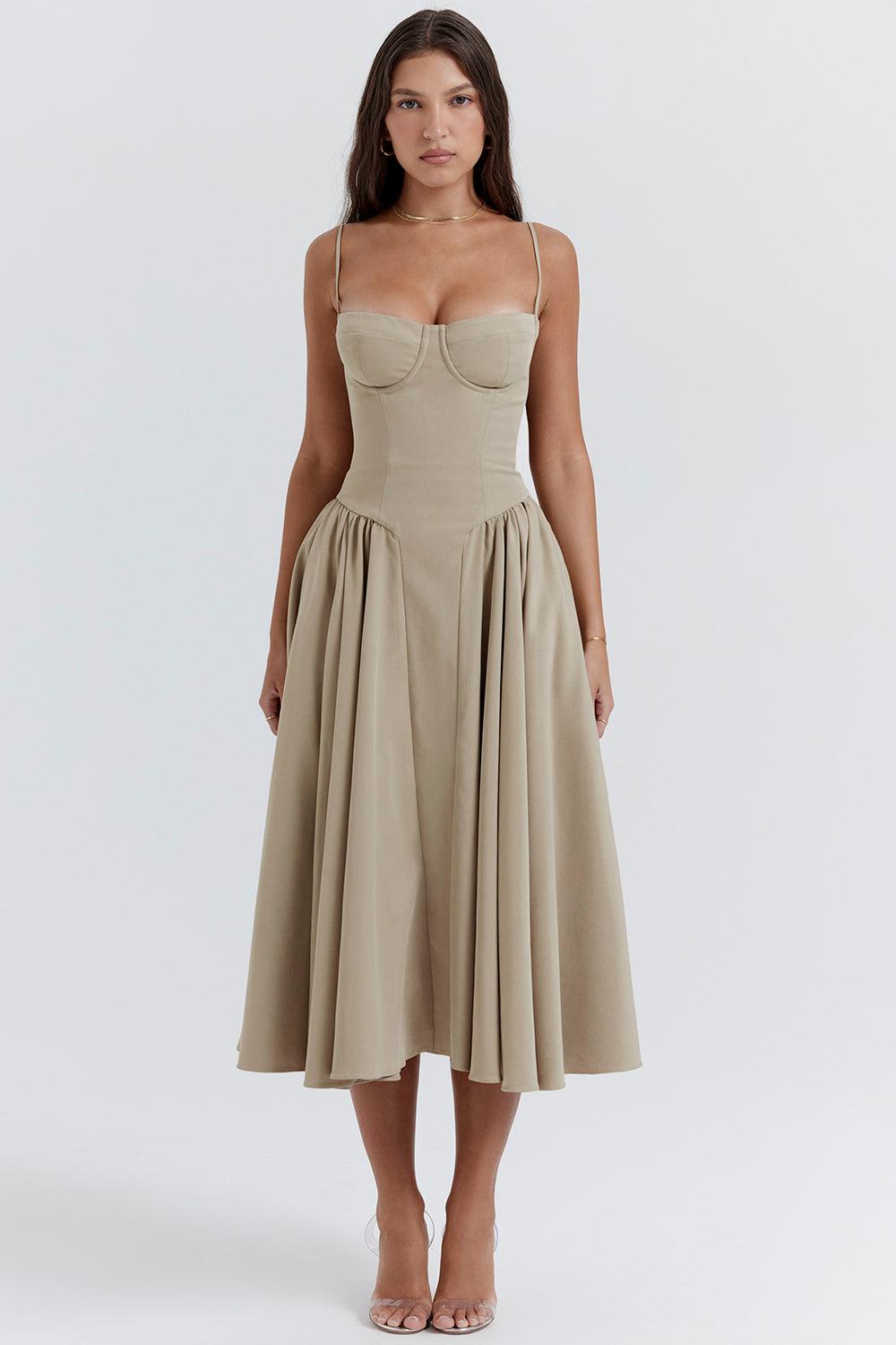 Robe midi corset en sergé - Cintrée et élégante - Projet Paris - Confort ajusté