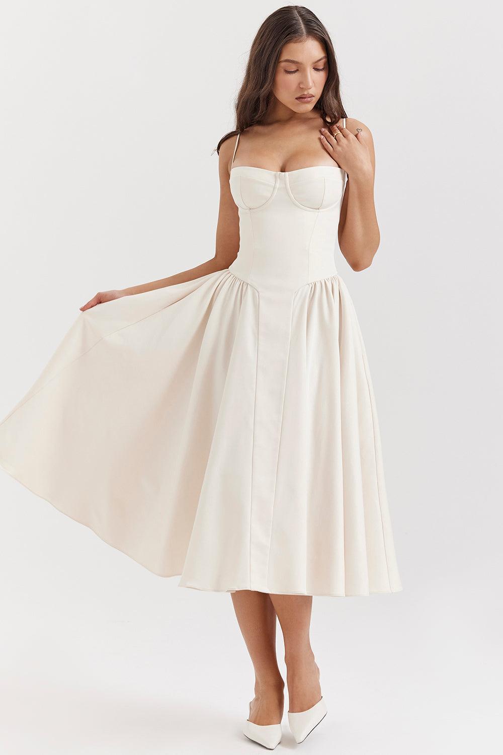 Robe midi corset en sergé - Cintrée et élégante - Projet Paris - Confort ajusté