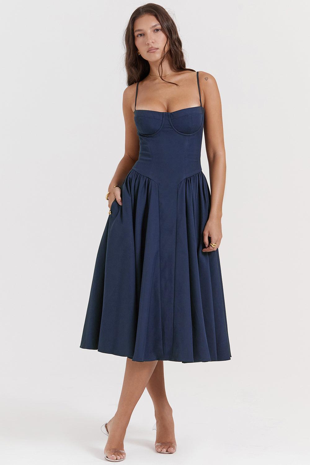 Robe midi corset en sergé - Cintrée et élégante - Projet Paris - Confort ajusté