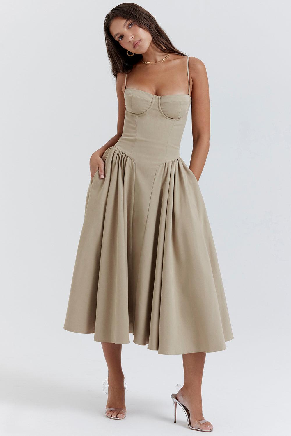 Robe midi corset en sergé - Cintrée et élégante - Projet Paris - Confort ajusté