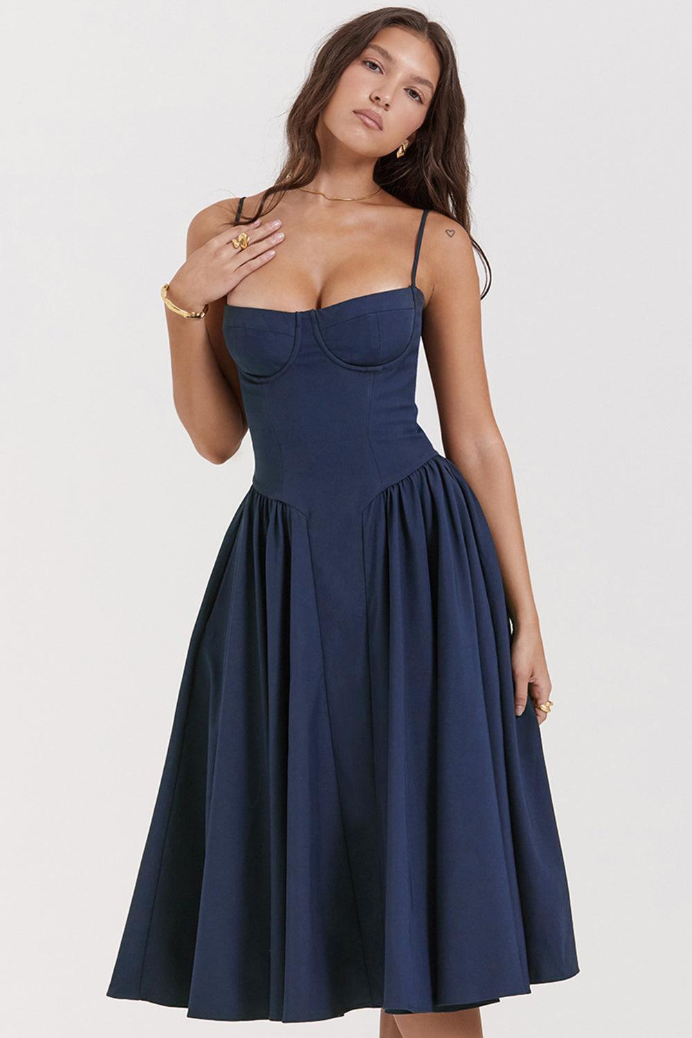 Robe midi corset en sergé - Cintrée et élégante - Projet Paris - Confort ajusté
