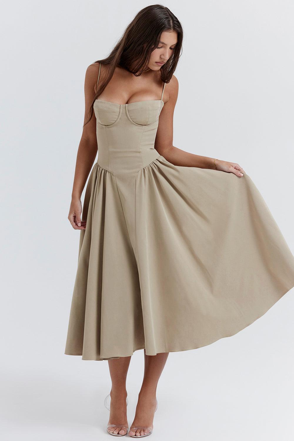 Robe midi corset en sergé - Cintrée et élégante - Projet Paris - Confort ajusté