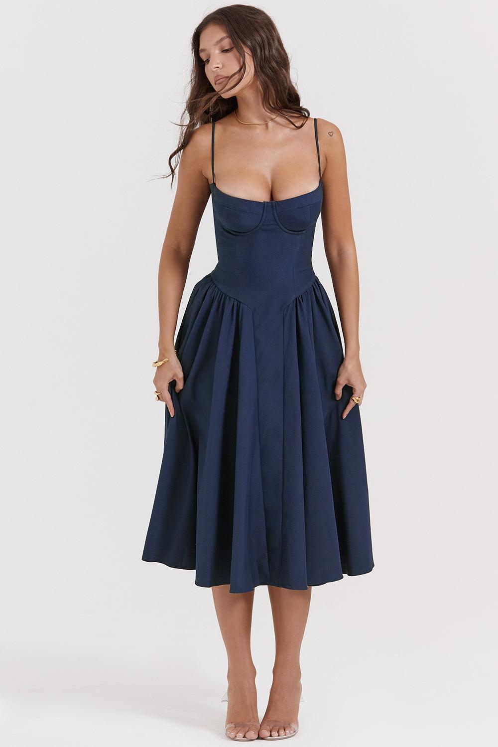 Robe midi corset en sergé - Cintrée et élégante - Projet Paris - Confort ajusté