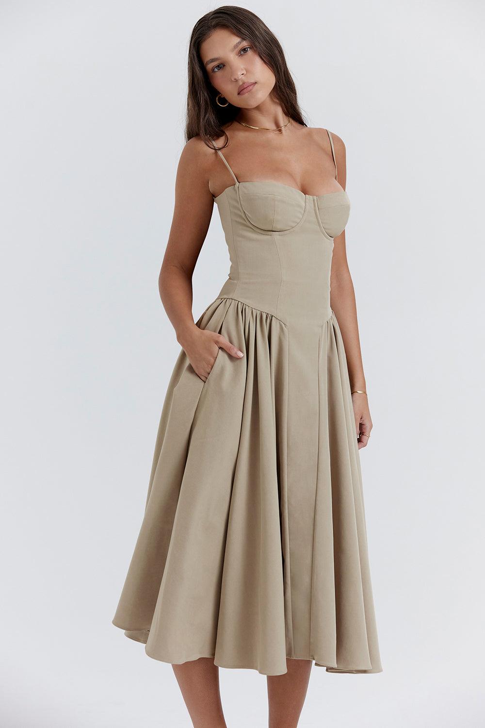 Robe midi corset en sergé - Cintrée et élégante - Projet Paris - Confort ajusté