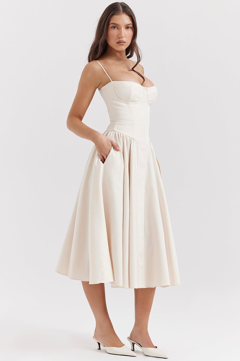 Robe midi corset en sergé - Cintrée et élégante - Projet Paris - Confort ajusté