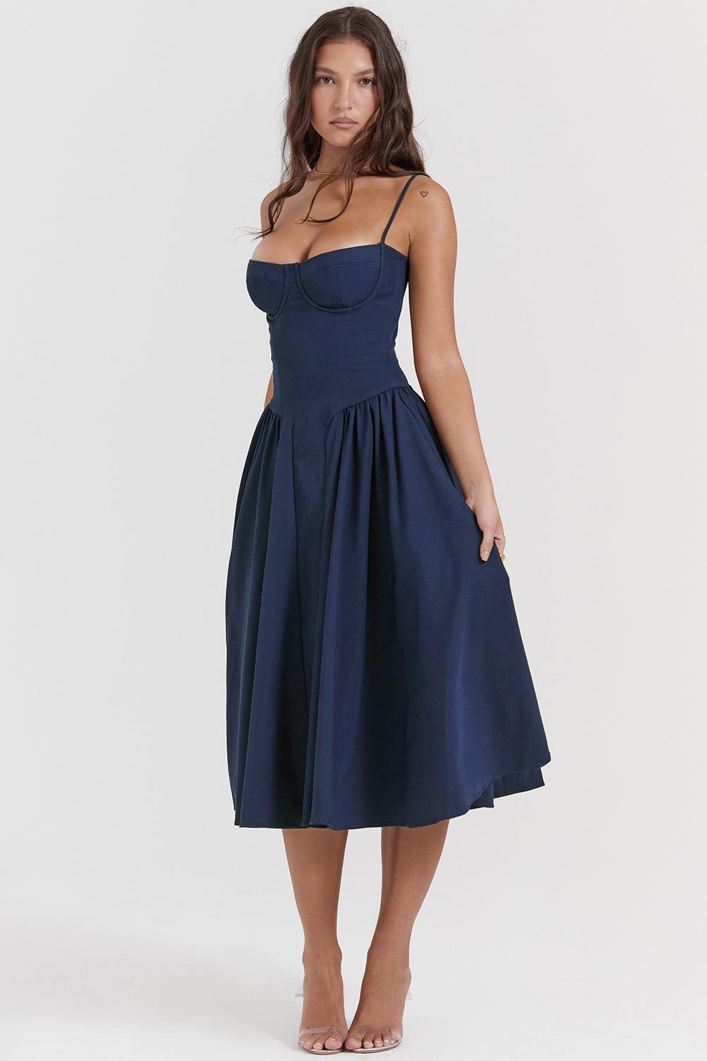 Robe midi corset en sergé - Cintrée et élégante - Projet Paris - Confort ajusté