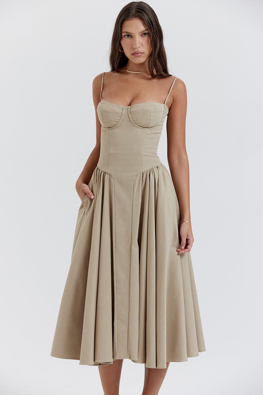 Robe midi corset en sergé - Cintrée et élégante - Projet Paris - Confort ajusté