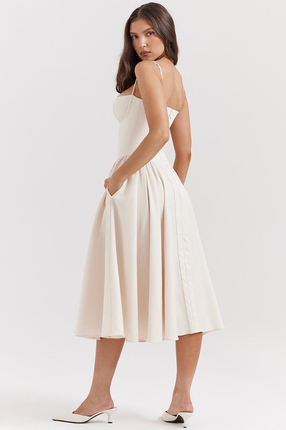 Robe midi corset en sergé - Cintrée et élégante - Projet Paris - Confort ajusté