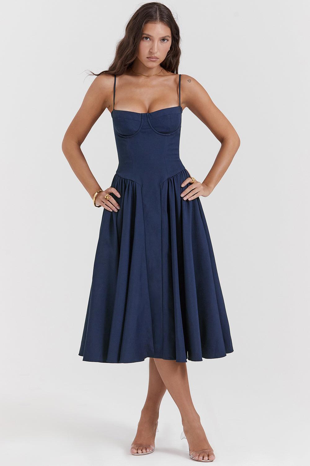 Robe midi corset en sergé - Cintrée et élégante - Projet Paris - Confort ajusté