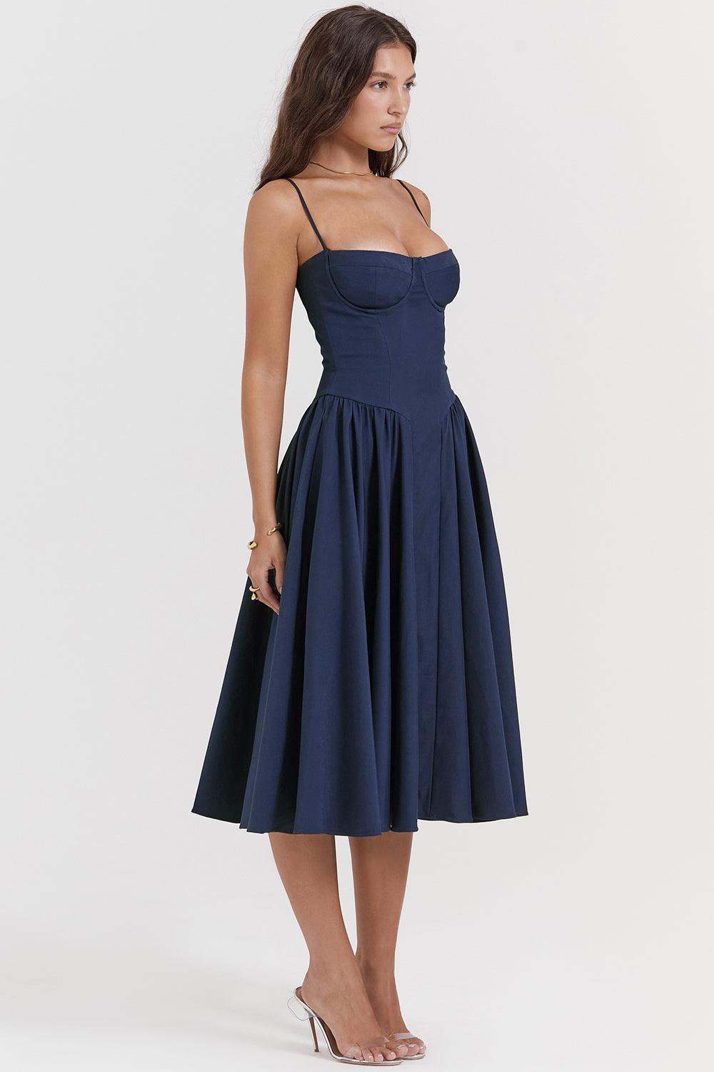 Robe midi corset en sergé - Cintrée et élégante - Projet Paris - Confort ajusté