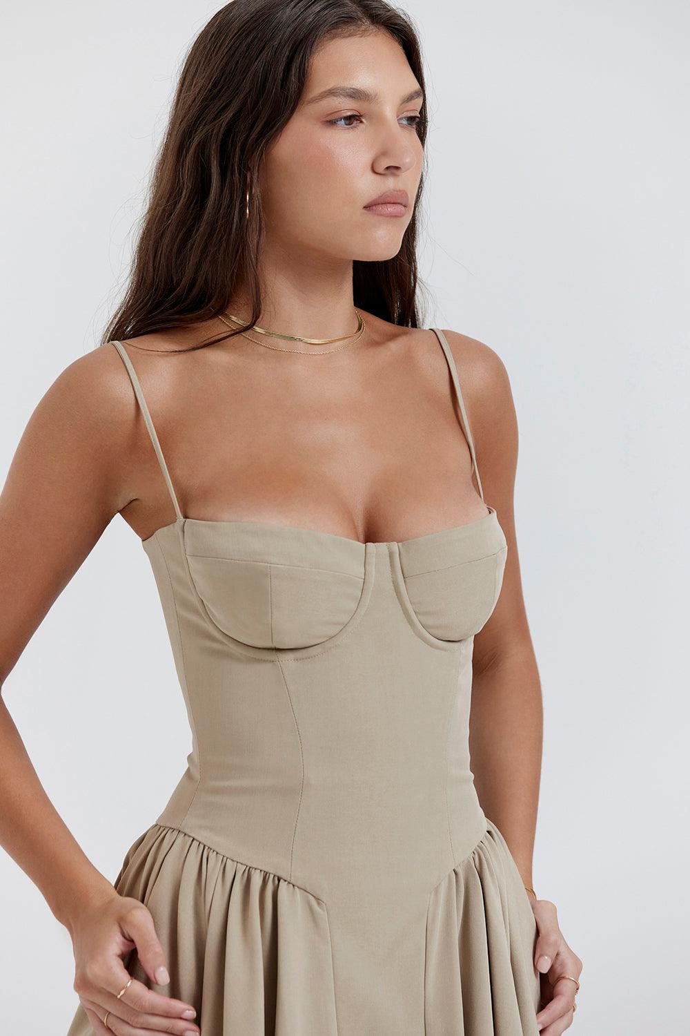 Robe midi corset en sergé - Cintrée et élégante - Projet Paris - Confort ajusté