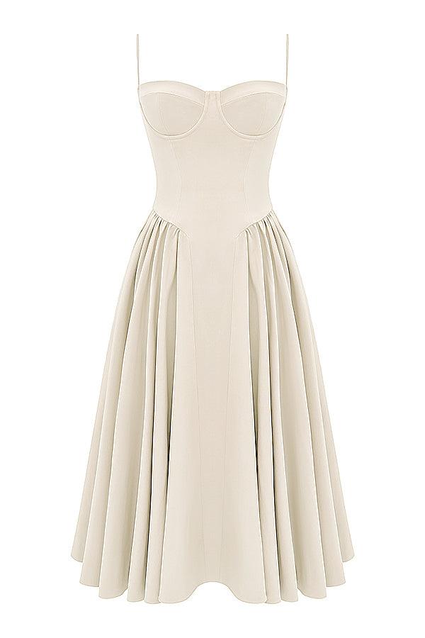Robe midi corset en sergé - Cintrée et élégante - Projet Paris - Confort ajusté