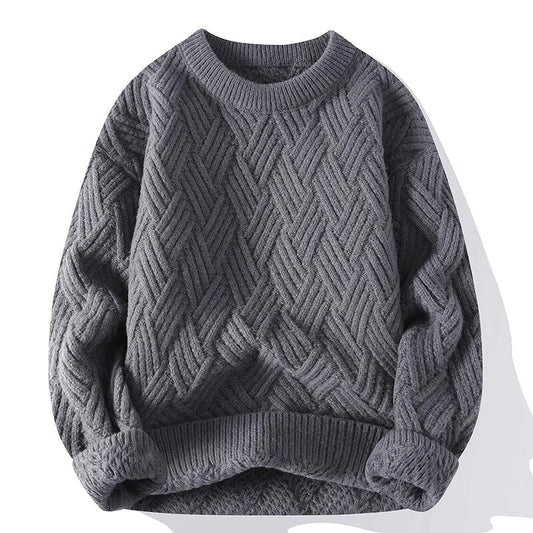 Johny | Pull en maille torsadée vintage pour homme à col rond